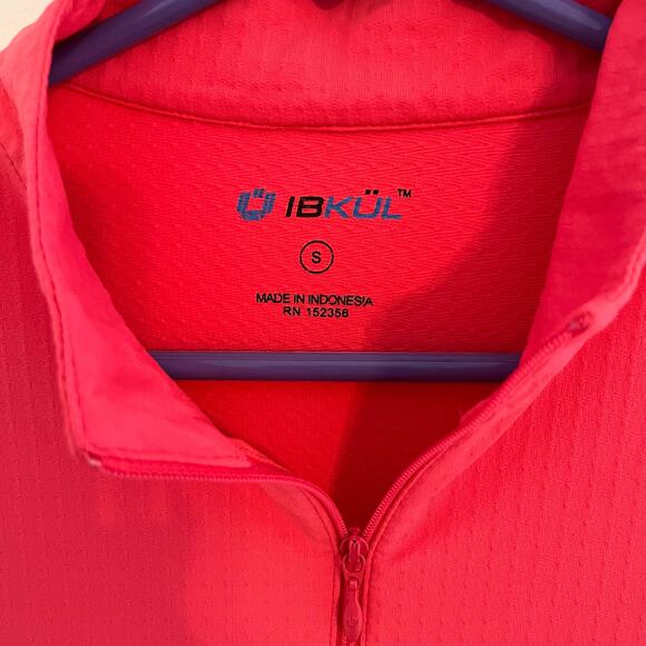 IBKUL Mock Golf Polo Womens Size Small Pink Short Sleeves Logo Knit Fabric Top - Picture 4 of 10